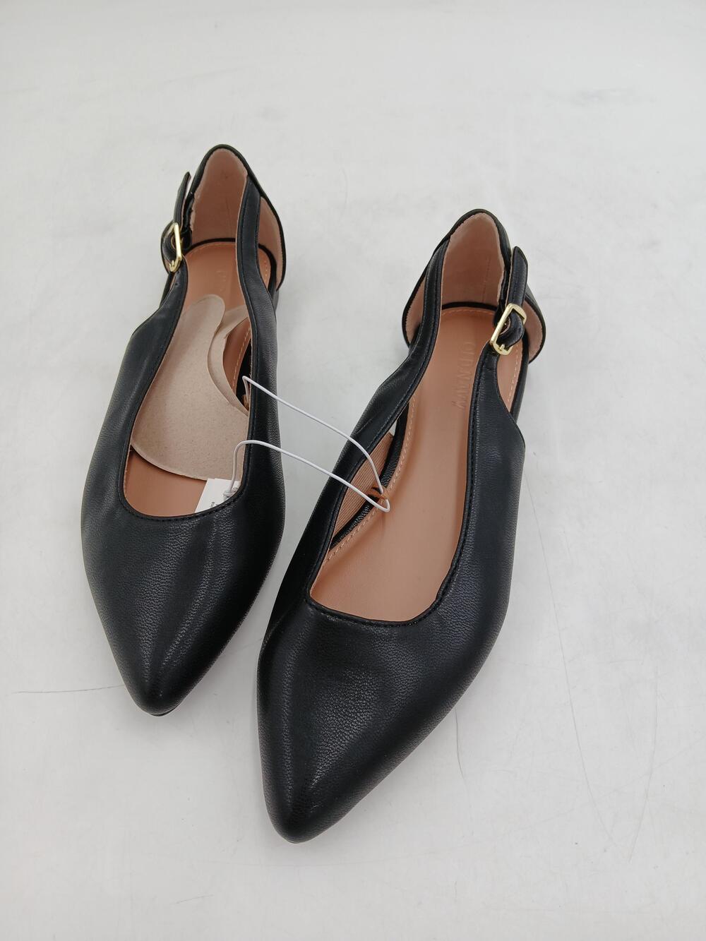 Old Navy Shoes Womens Size 6 Black Slingback Flats Pointed Toe Buckle Strap